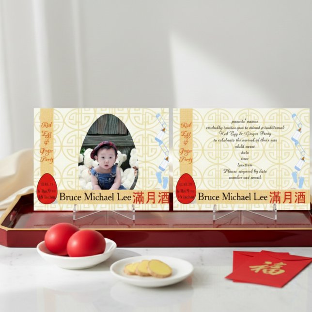 Red Egg and Ginger One-Month Baby Boy Party Invitation (Creator Uploaded)