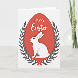 Red Egg Rabbit Easter Card