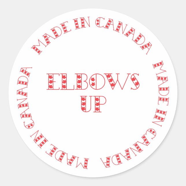 Red Elbows Up Made In Canada Classic Round Sticker (Front)