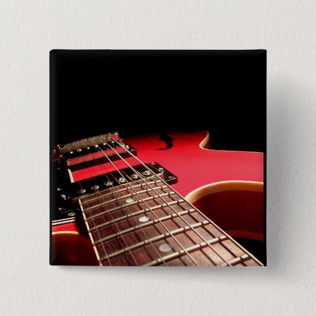 Red Electric Guitar 15 Cm Square Badge (Front)