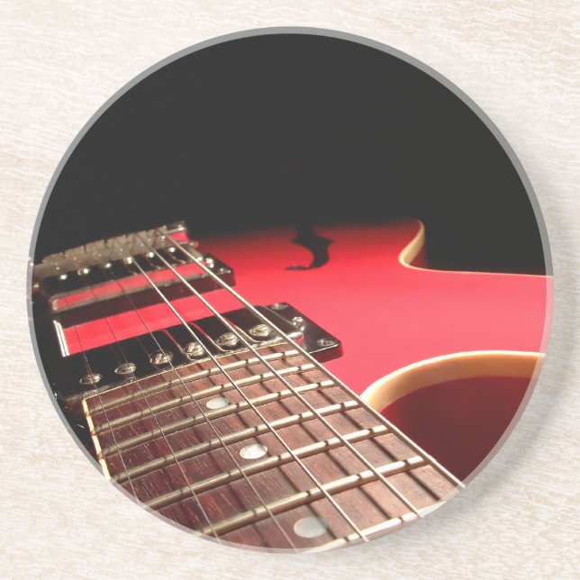 Red Electric Guitar Photo - PERSONALIZE Coaster (Front)