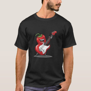 Red Electric Guitar with Rocking Paprika Costume T-Shirt