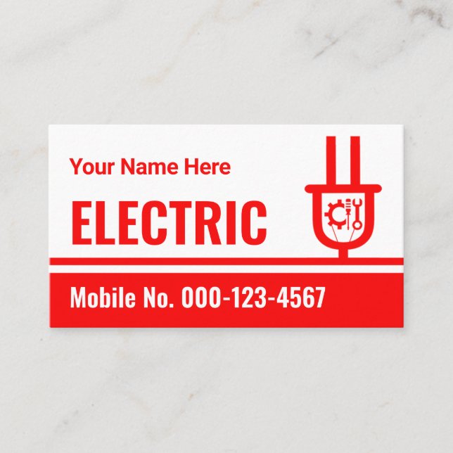 Red Electric Power Plug Lines Business Card (Front)