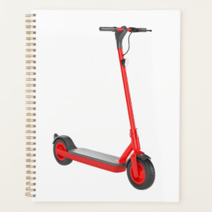 Red electric scooter planner
