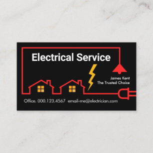 Red Electrical Home Power Circuit Business Card