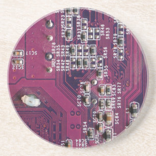 Red Electronic Circuit Board Coaster