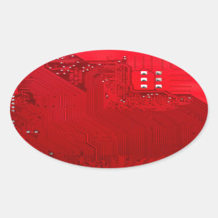 red electronic circuit board.JPG Oval Sticker