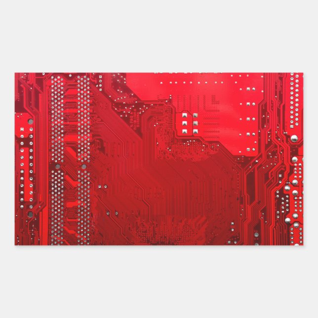 red electronic circuit motherboard pattern texture rectangular sticker (Front)