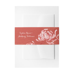 Red Elegance Unique Floral Wedding Invitation Belly Band