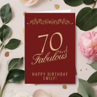 Red Elegant 70 and Fabulous Ornament 70th Birthday
