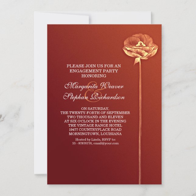 red elegant beautiful engagement party invites (Front)