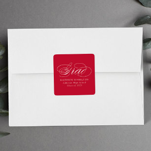 Red Elegant Calligraphy Graduation Square Sticker