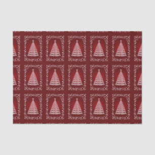 Red Elegant Christmas Tree And Stars Tissue Paper