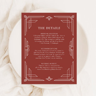 Red Elegant Classic Holiday Wedding Guest Details Enclosure Card