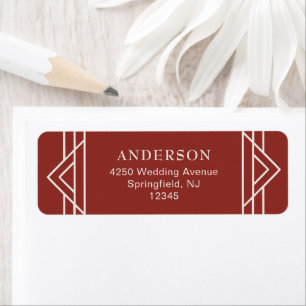 Red   Elegant Classic Holiday Wedding Return Address Label