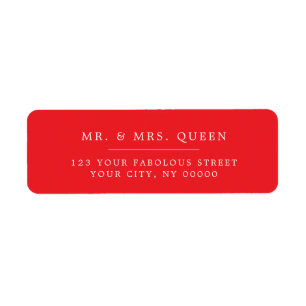 Red Elegant Classic Simple Return Address Label