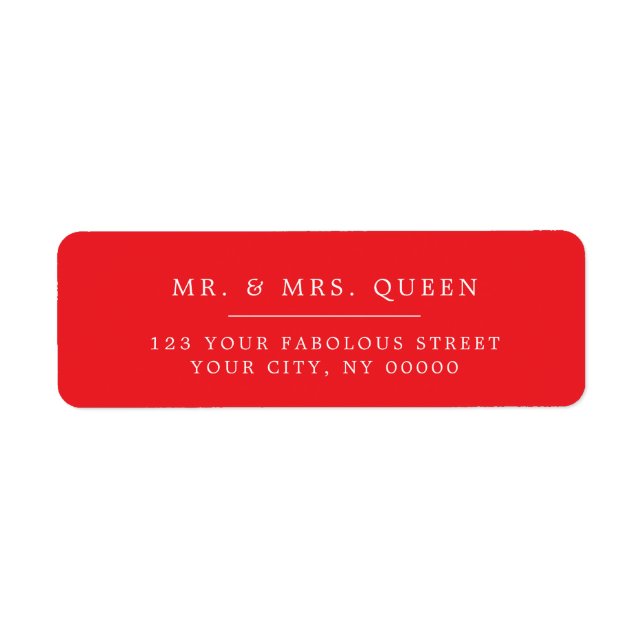 Red Elegant Classic Simple Return Address Label (Front)