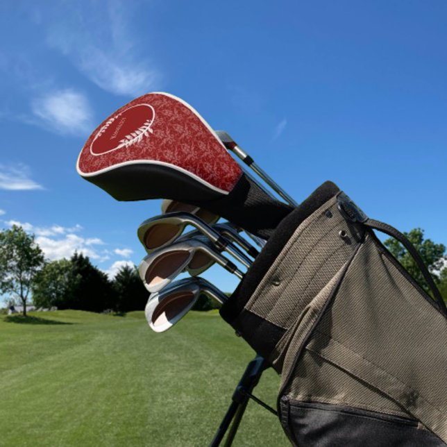 Red Elegant Damask Golf Head Cover (Red Elegant Damask Personalized Golf Head Cover)