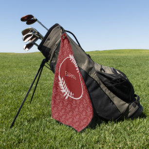 Red Elegant Damask Golf Towel