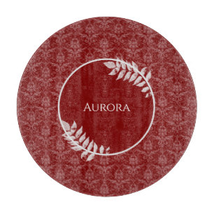 Red Elegant Damask Personalised Cutting Board