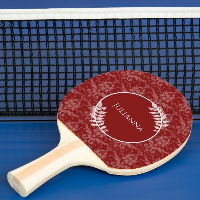 Red Elegant Damask Ping Pong Paddle (Insitu)