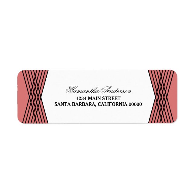 Red Elegant Deco Address Labels (Front)