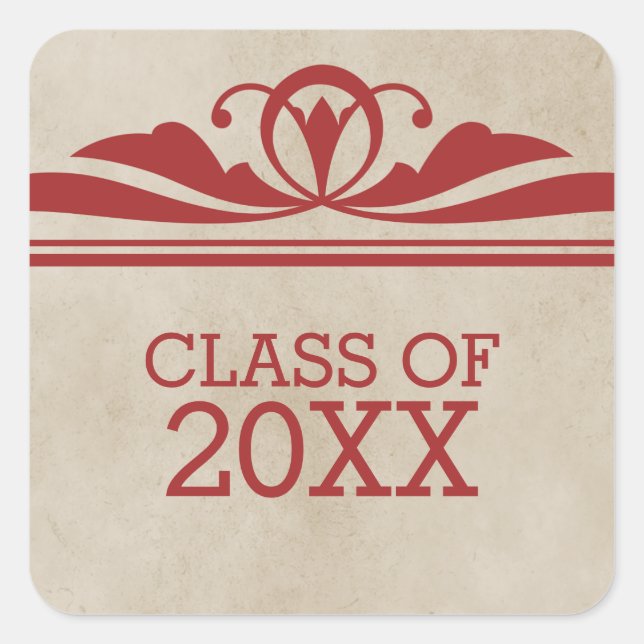 Red Elegant Deco Graduation Stickers (Front)
