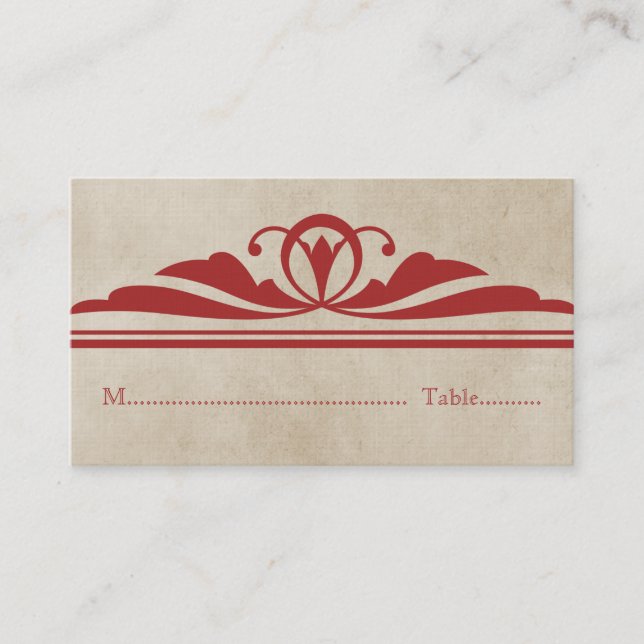 Red Elegant Deco Place Card (Front)