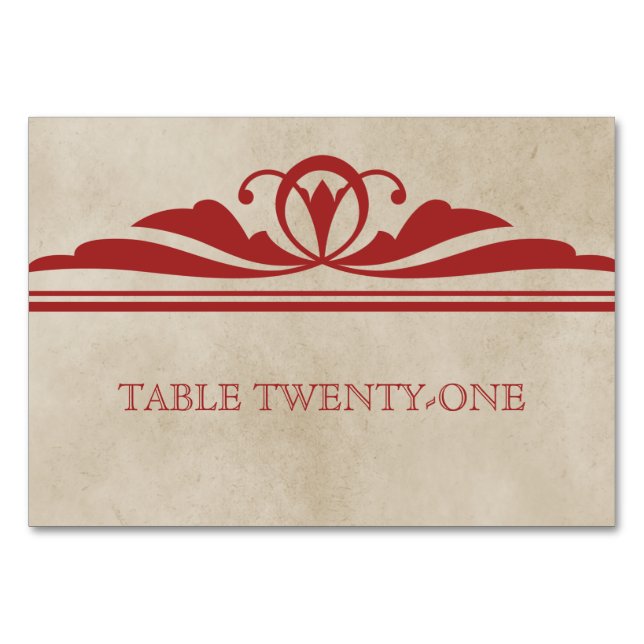 Red Elegant Deco Table Card (Front)