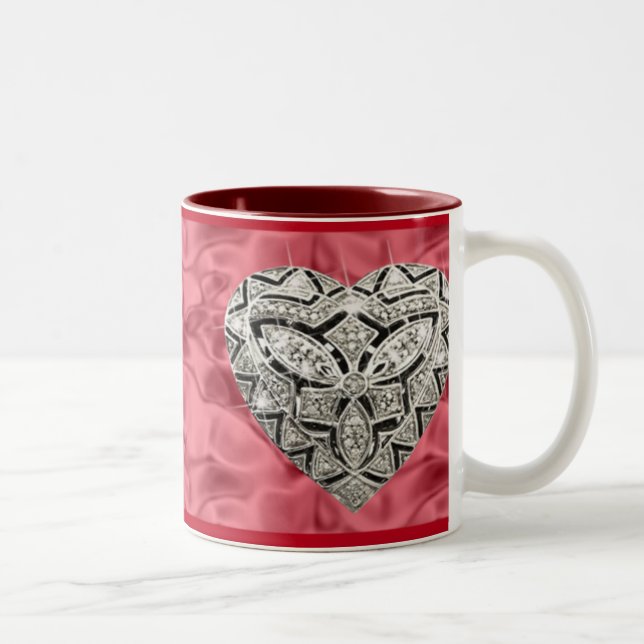 Red Elegant Designer Heart Mug (Right)
