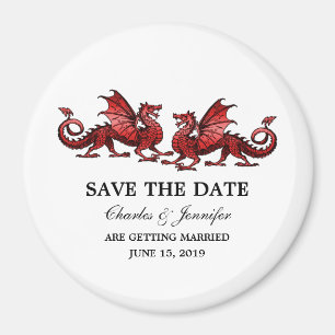 Red Elegant Dragons Save the Date Magnet