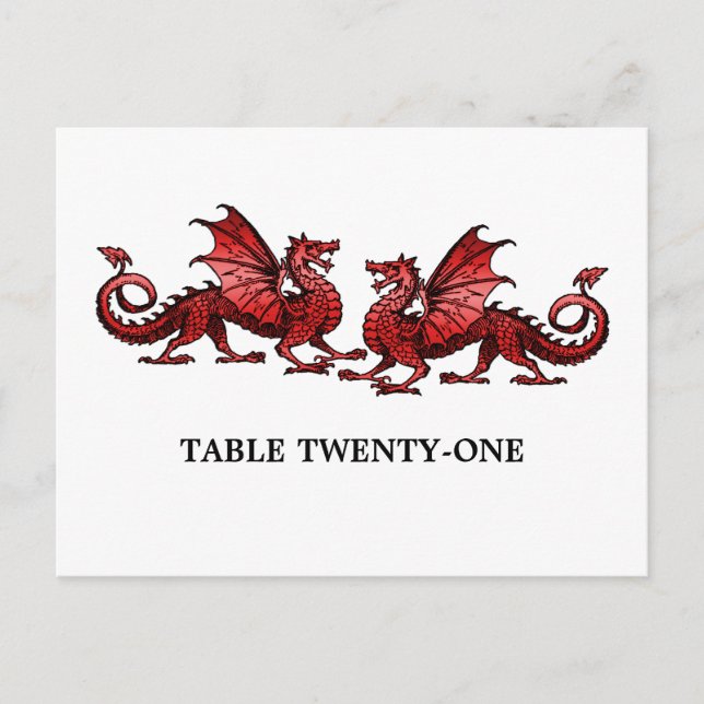 Red Elegant Dragons Table Number Postcard (Front)