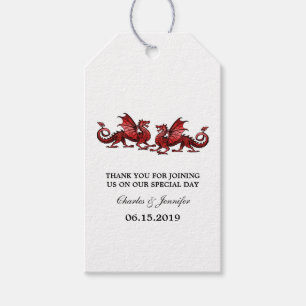 Red Elegant Dragons Wedding Gift Tags