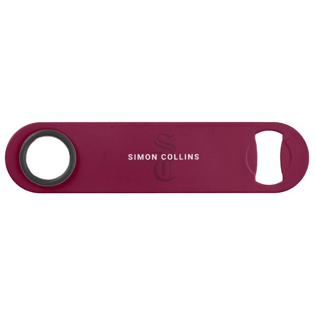 Red Elegant Gothic Monogram Name Medieval Typo (Front (Horizontal))