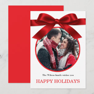 Red Elegant Merry Christmas Greeting Photo  Invitation