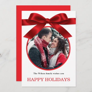 Red Elegant Merry Christmas Greeting Photo  Invitation