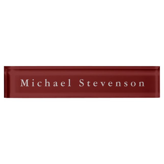 Red Elegant Modern Desk Nameplate (Front)