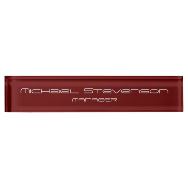 Red Elegant Modern Desk Nameplate (Front)