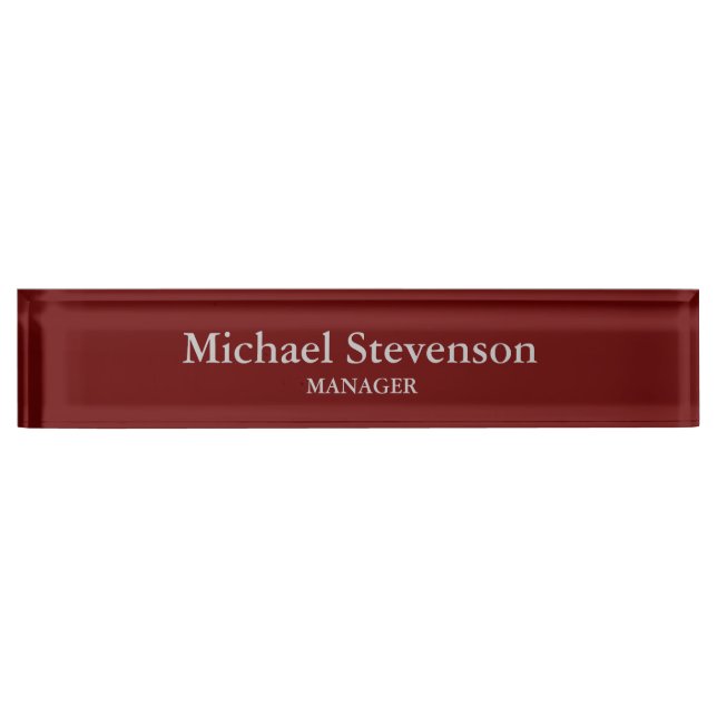 Red Elegant Modern Desk Nameplate (Front)