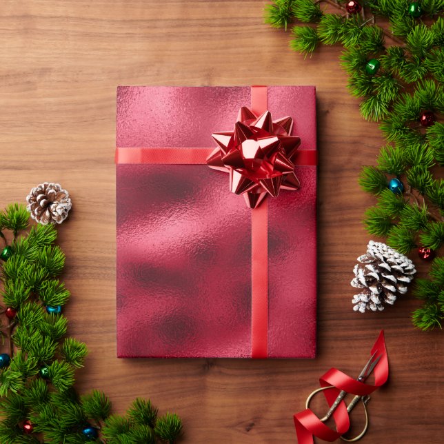 Red Elegant Modern Satin Look Pretty Wrapping Paper (Holiday Gift)