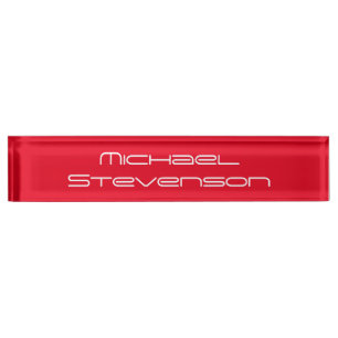 Red Elegant Modern Stylish Business Desk Nameplate