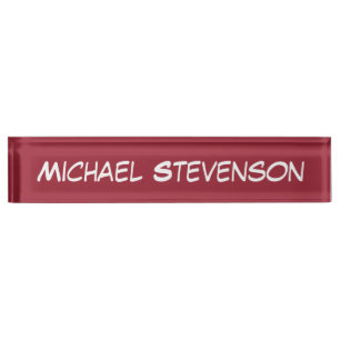 Red Elegant Modern Stylish Business Nameplate