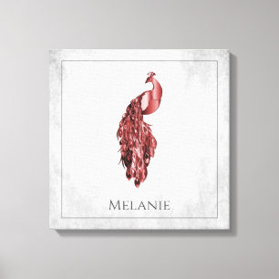 Red Elegant Peacock Canvas Print