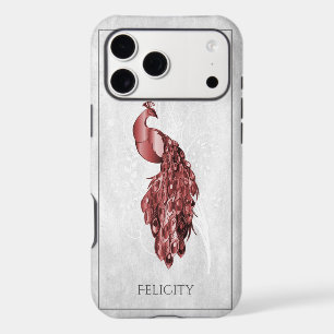 Red Elegant Peacock Case-Mate iPhone Case