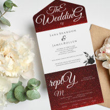 Red Elegant Romantic Calligraphy The Wedding