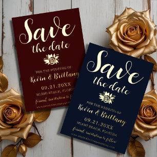 red,elegant rose save the date foil invitation