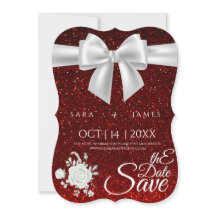 Red Elegant Save The Date Card