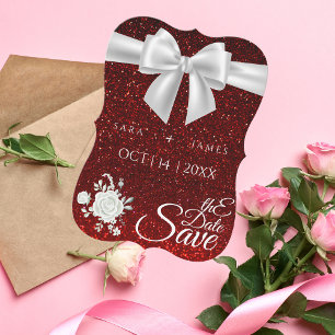 Red Elegant  Save The Date Card