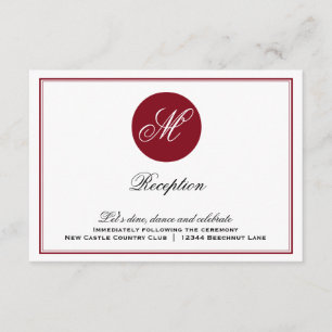 Red Elegant Script Monogram Reception Card