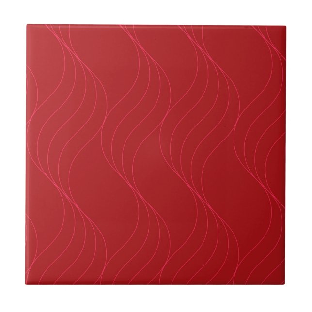Red, elegant, simple modern cool wavy illustration ceramic tile (Front)